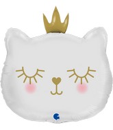 26" Cat Princess Foil White Balloon